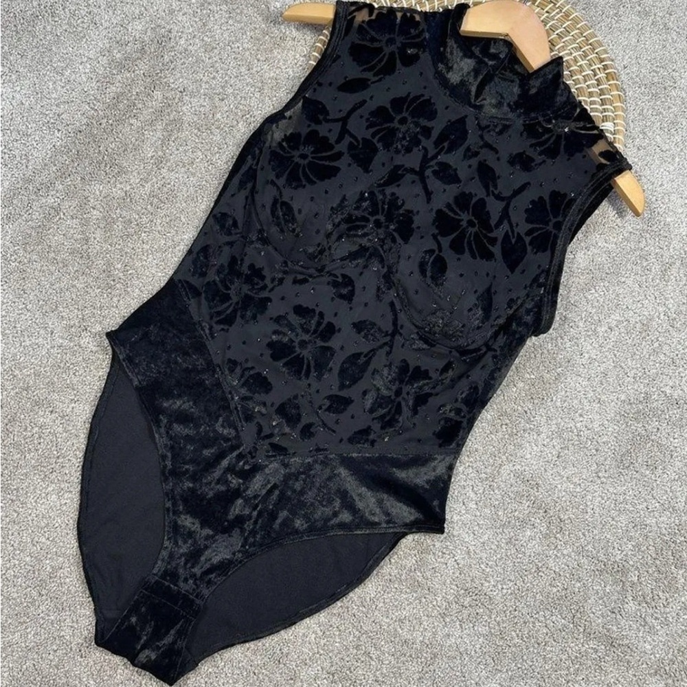 Victoria's Secret Black Velvet Bodysuit
